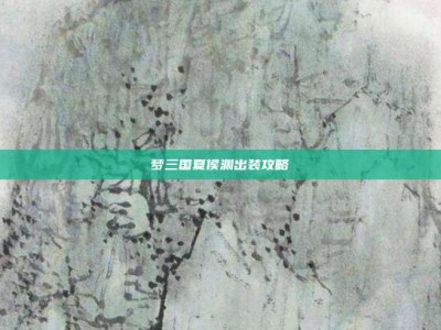 梦三国夏侯渊出装攻略