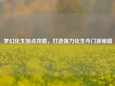 梦幻化生加点攻略，打造强力化生寺门派秘籍