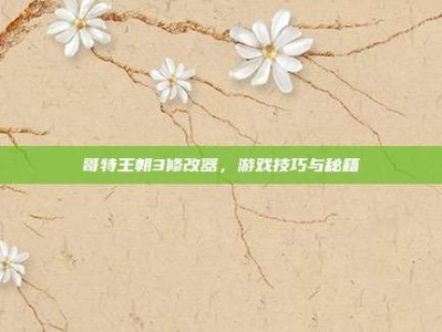 哥特王朝3修改器，游戏技巧与秘籍
