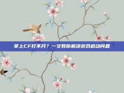 掌上CF打不开？一文教你解决游戏启动问题