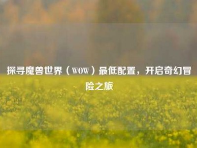 探寻魔兽世界（WOW）最低配置，开启奇幻冒险之旅