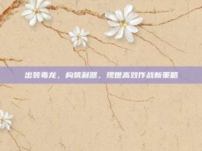 出装毒龙，构筑利器，现世高效作战新策略