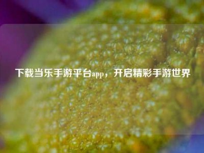 下载当乐手游平台app，开启精彩手游世界