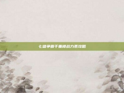 七雄争霸千重楼战力表攻略