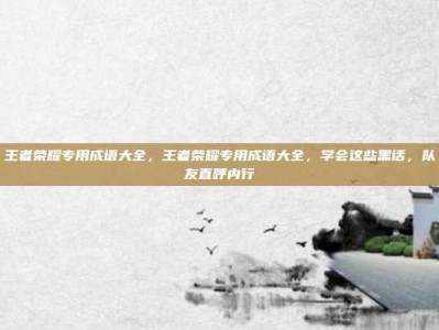 王者荣耀专用成语大全，王者荣耀专用成语大全，学会这些黑话，队友直呼内行