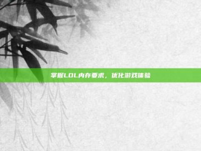 掌握LOL内存要求，优化游戏体验