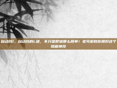 自动挡l，自动挡的L键，不只是爬坡那么简单！老司机教你用好这个隐藏神技