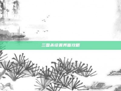 三国杀设置界面攻略