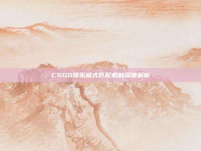 CSGO娱乐模式匹配机制深度解析