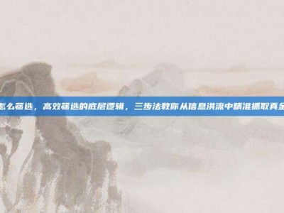 怎么筛选，高效筛选的底层逻辑，三步法教你从信息洪流中精准抓取真金