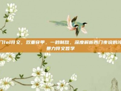 西门lol符文，双重穿甲，一秒制敌，深度解析西门夜说的冷门暴力符文哲学