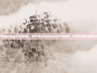 和平精英观战怎么打开数据，和平精英观战怎么打开数据？手把手教你查看战局信息