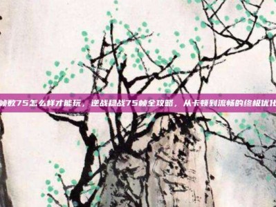 逆战帧数75怎么样才能玩，逆战稳战75帧全攻略，从卡顿到流畅的终极优化指南