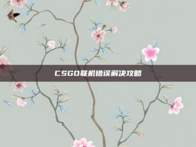 CSGO联机错误解决攻略