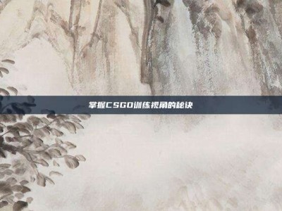 掌握CSGO训练视角的秘诀