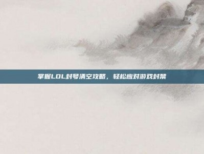掌握LOL封号清空攻略，轻松应对游戏封禁