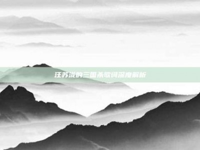 汪苏泷的三国杀歌词深度解析