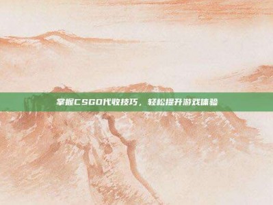 掌握CSGO代收技巧，轻松提升游戏体验