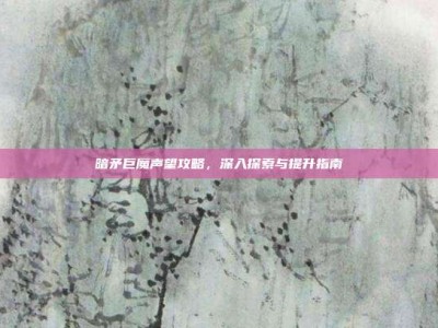 暗矛巨魔声望攻略，深入探索与提升指南