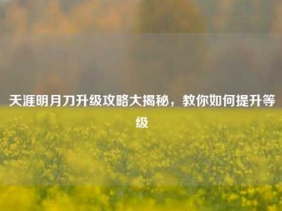 天涯明月刀升级攻略大揭秘，教你如何提升等级
