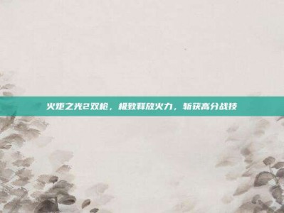 火炬之光2双枪，极致释放火力，斩获高分战技