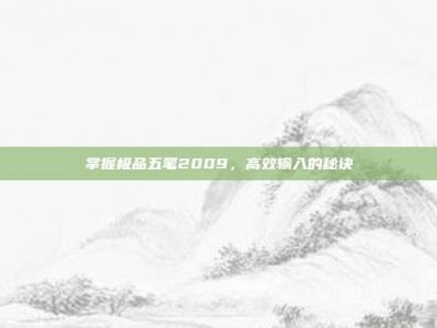 掌握极品五笔2009，高效输入的秘诀