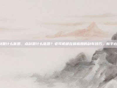 点刹是什么意思，点刹是什么意思？老司机都在偷偷用的刹车技巧，新手必学！