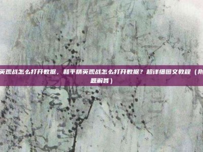 和平精英观战怎么打开数据，和平精英观战怎么打开数据？超详细图文教程（附常见问题解答）