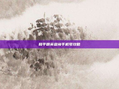 和平精英查询手机号攻略