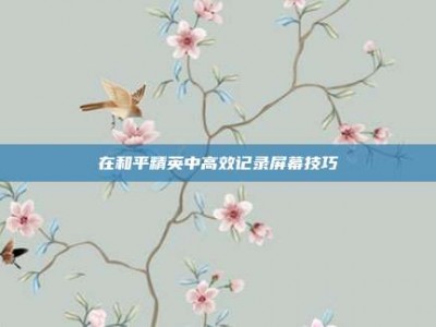 在和平精英中高效记录屏幕技巧