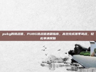 pubg的挑战值，PUBG挑战值速刷指南，高效完成赛季挑战，轻松拿满奖励