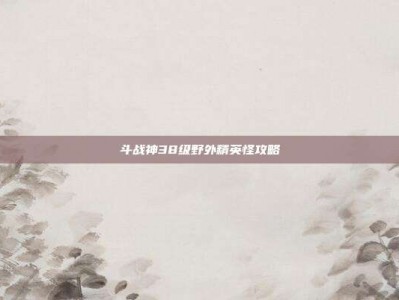 斗战神38级野外精英怪攻略