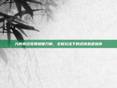 九阴真经鸳鸯蝴蝶刀鞘，全新玩法下的武侠机遇指南