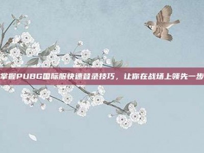 掌握PUBG国际服快速登录技巧，让你在战场上领先一步