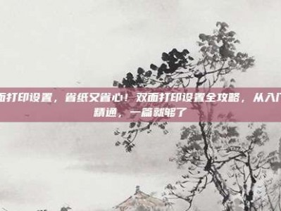 双面打印设置，省纸又省心！双面打印设置全攻略，从入门到精通，一篇就够了
