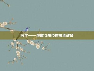 闪卒——策略与技巧的完美结合
