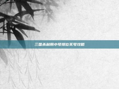三国杀利用小号排位买号攻略