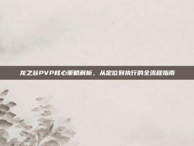 龙之谷PVP核心策略解析，从定位到执行的全流程指南