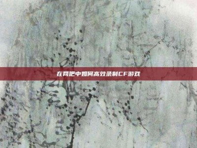 在网吧中如何高效录制CF游戏