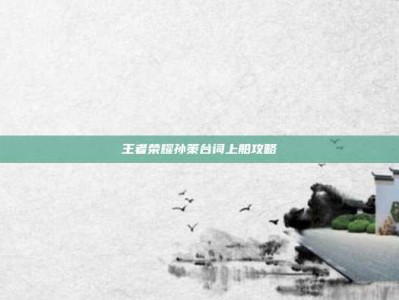 王者荣耀孙策台词上船攻略