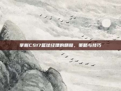 掌握CS17篮球经理的精髓，策略与技巧