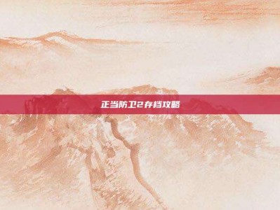 正当防卫2存档攻略