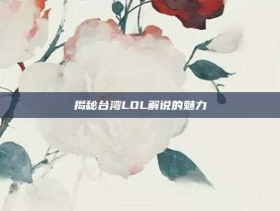 揭秘台湾LOL解说的魅力