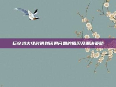 玩穿越火线时遇到闪退问题的原因及解决策略