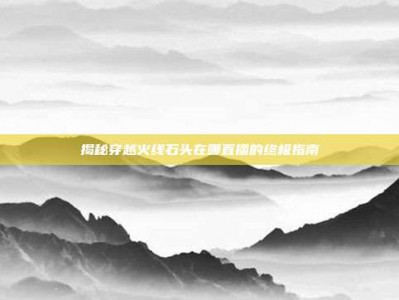 揭秘穿越火线石头在哪直播的终极指南