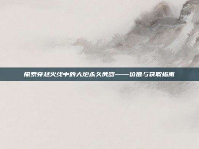 探索穿越火线中的大炮永久武器——价值与获取指南