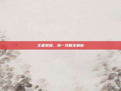王者荣耀，水一攻略全解析