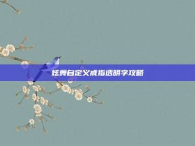 炫舞自定义戒指透明字攻略