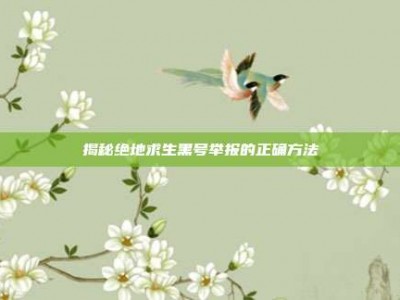 揭秘绝地求生黑号举报的正确方法