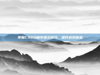 掌握CSGO帧率提示技巧，提升游戏体验